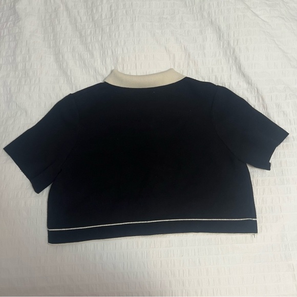 Oak + Fort Cropped Knit Contrast Trim Polo Top - Picture 6 of 6
